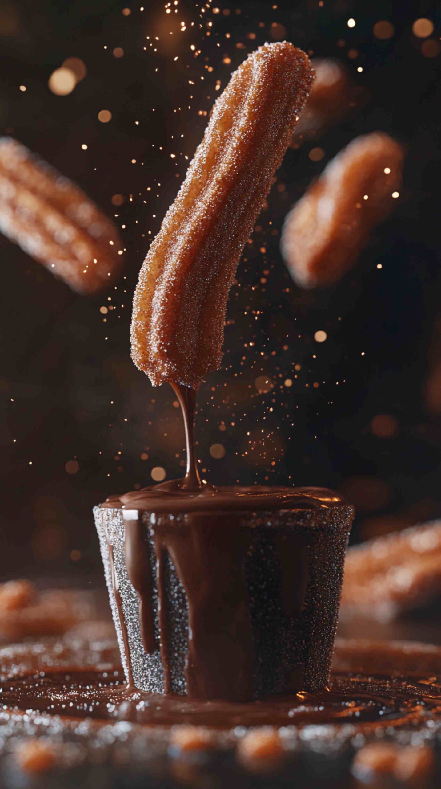 Churros with Cinnamon Sugar and Chocolate Dip Street Food Churros with Cinnamon Sugar and Chocolate Dip Street Food