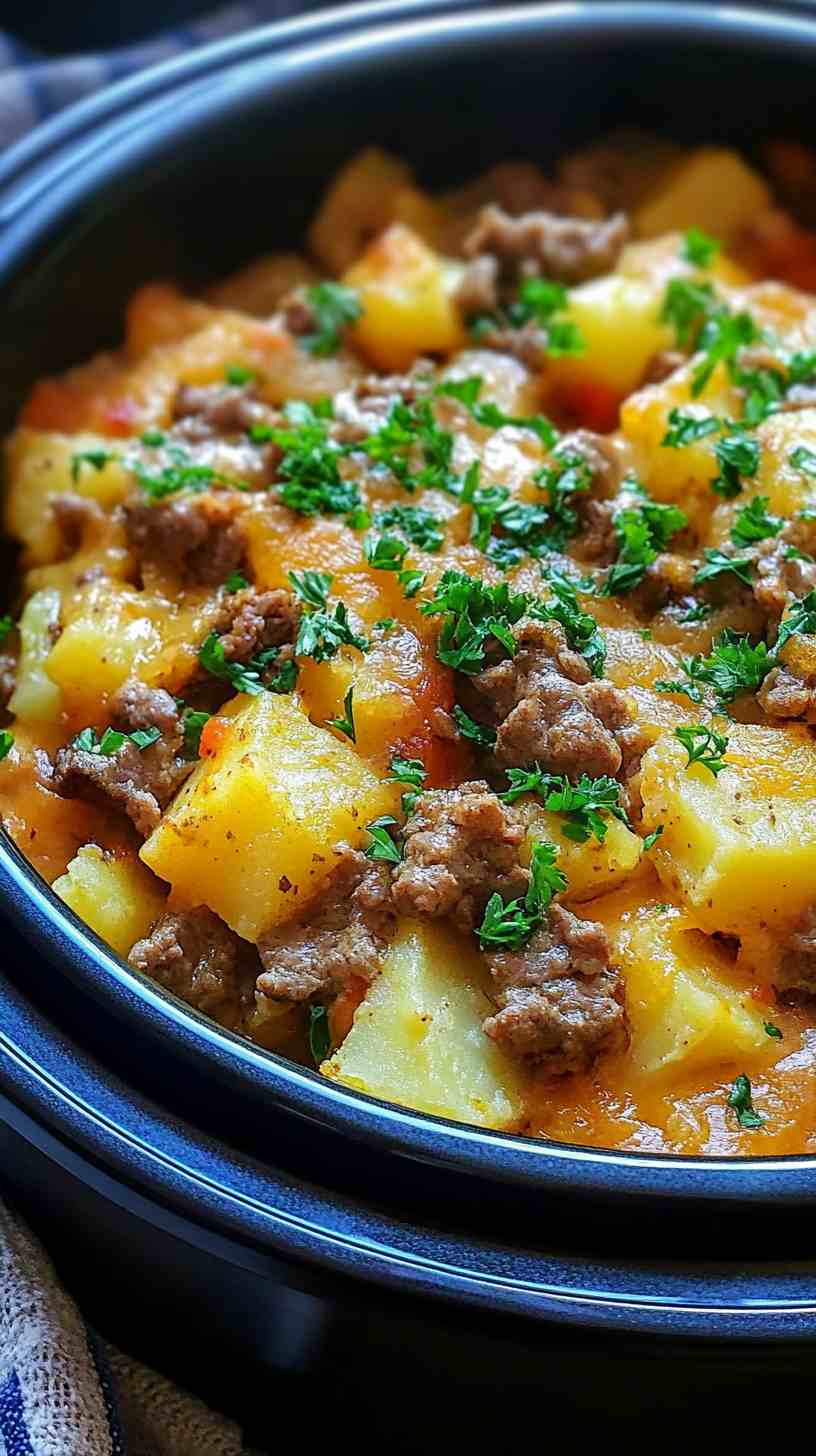 Comforting Slow Cooker Beef and Potato Casserole