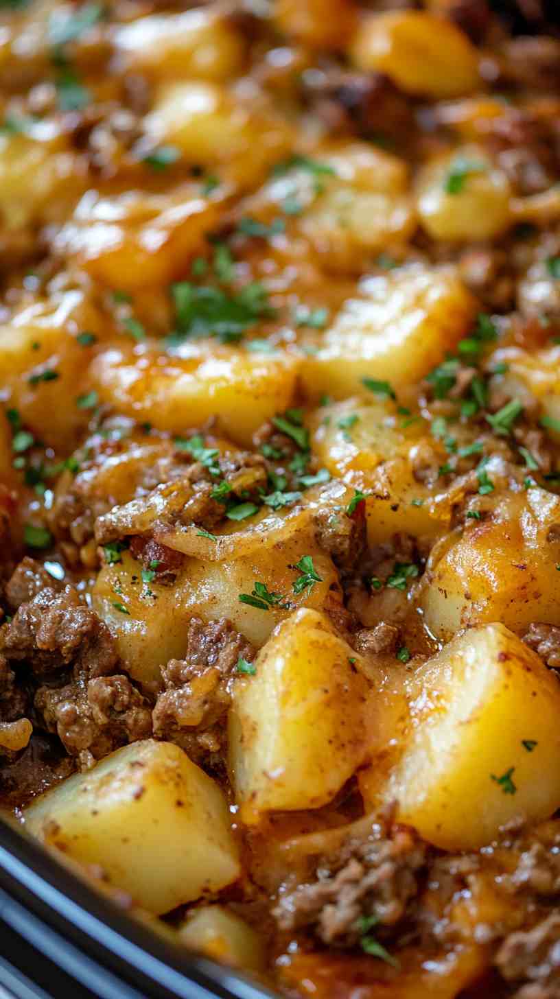 Comforting Slow Cooker Beef and Potato Casserole