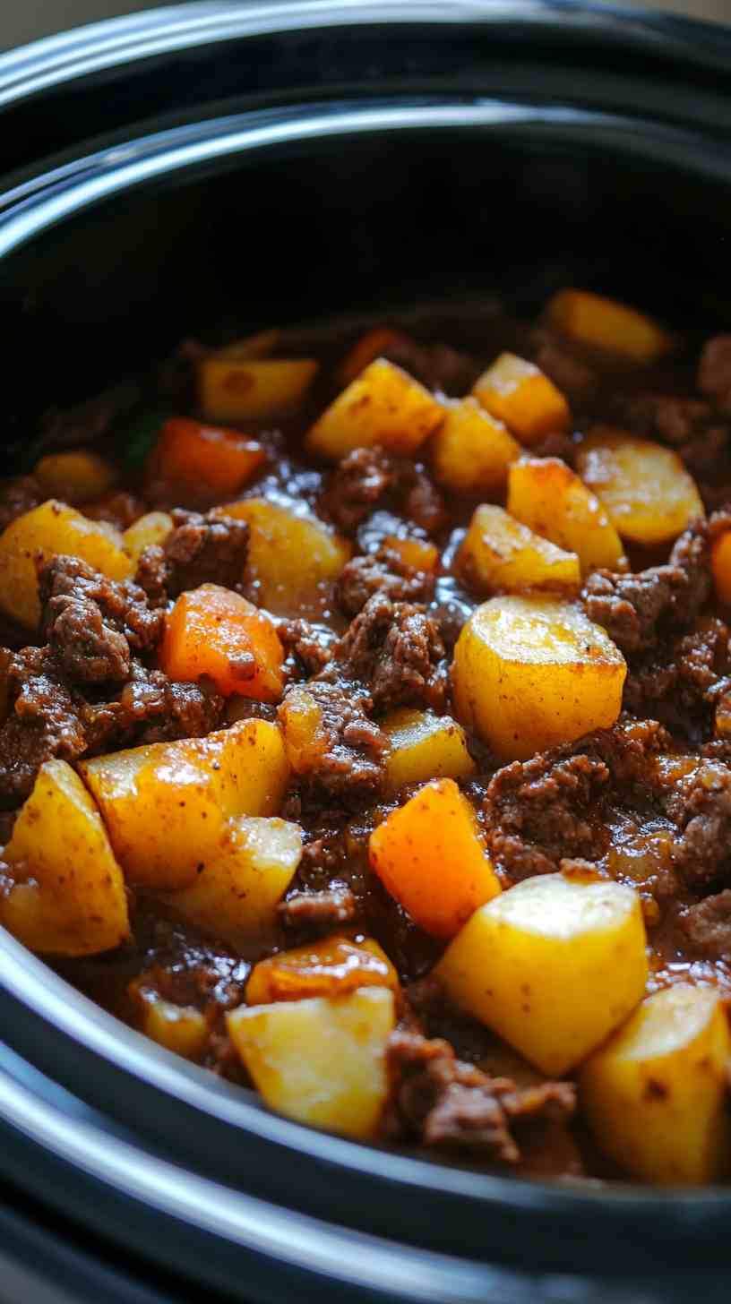 Comforting Slow Cooker Beef and Potato Casserole