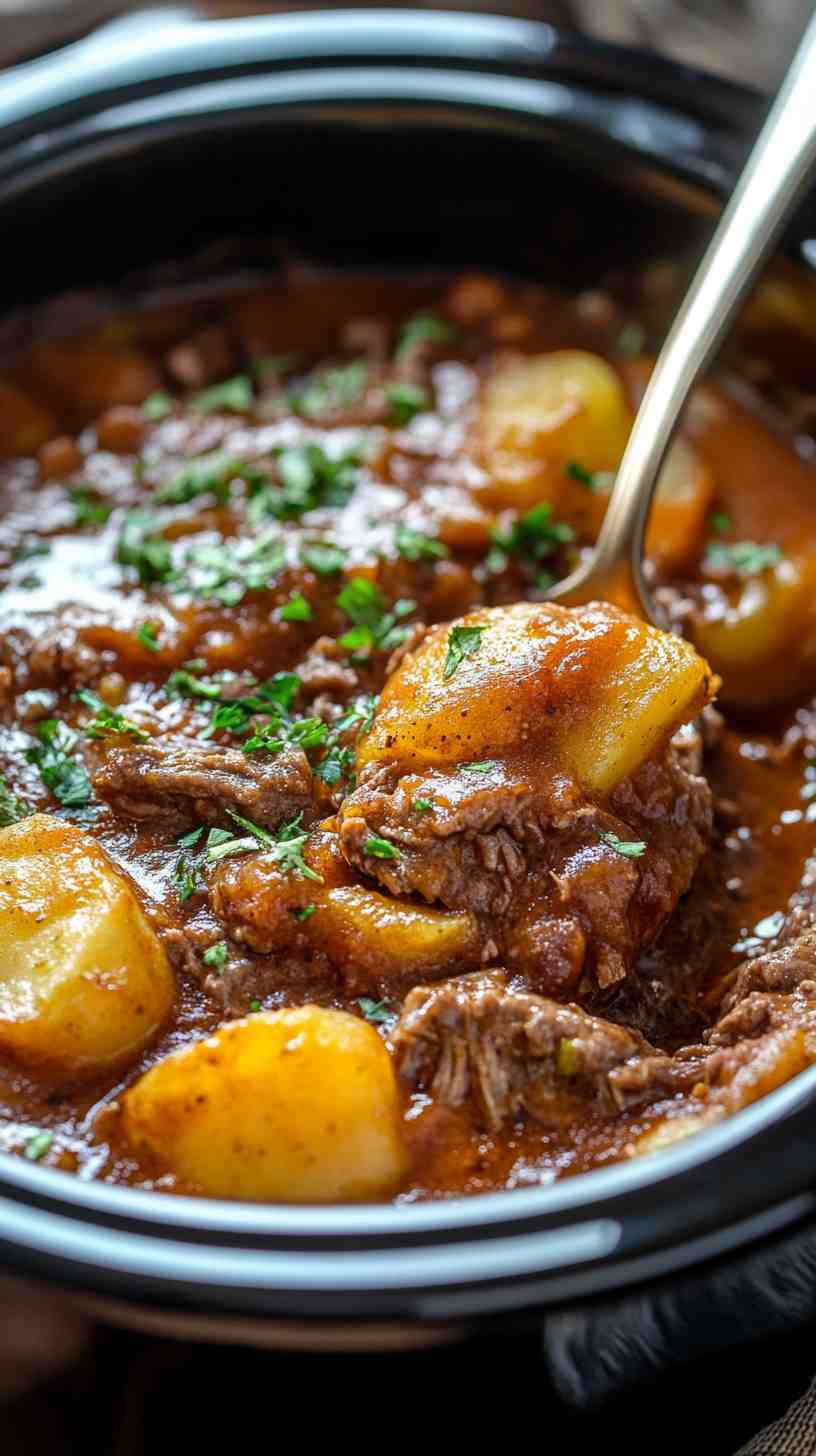 Comforting Slow Cooker Beef and Potato Casserole