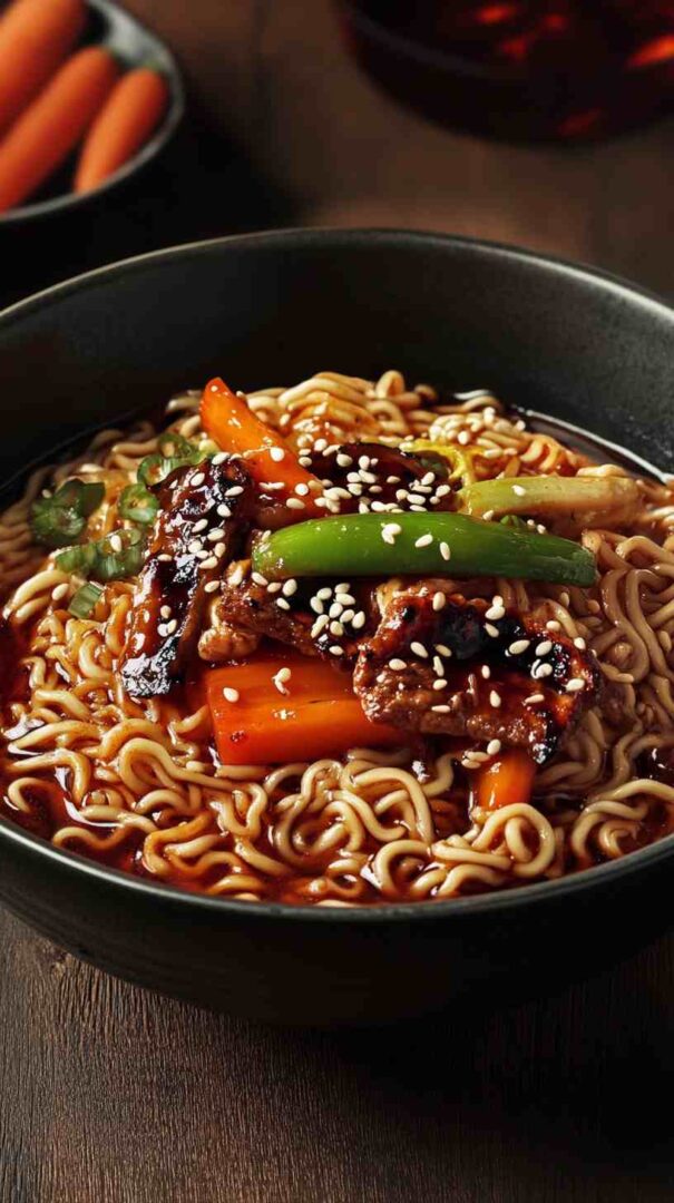 Creamy Sesame Ramen Noodles with Grilled Vegetables Creamy Sesame Ramen Noodles with Grilled Vegetables