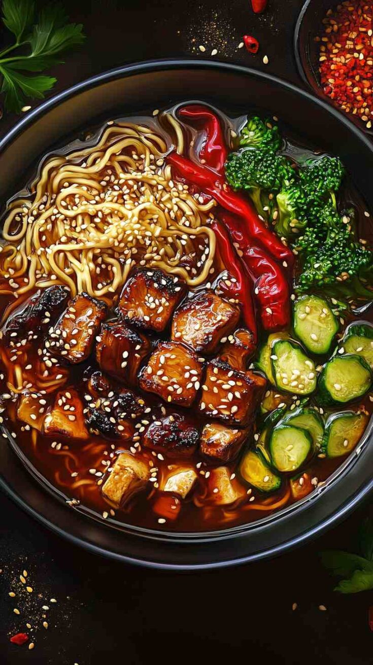 Creamy Sesame Ramen Noodles with Grilled Vegetables Creamy Sesame Ramen Noodles with Grilled Vegetables