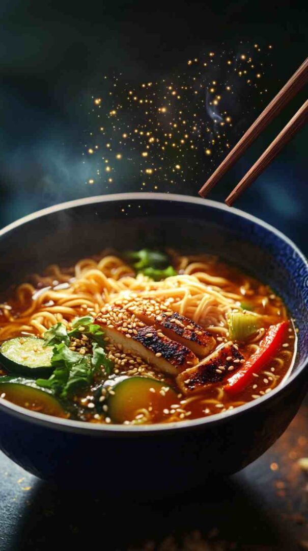Creamy Sesame Ramen Noodles with Grilled Vegetables Creamy Sesame Ramen Noodles with Grilled Vegetables