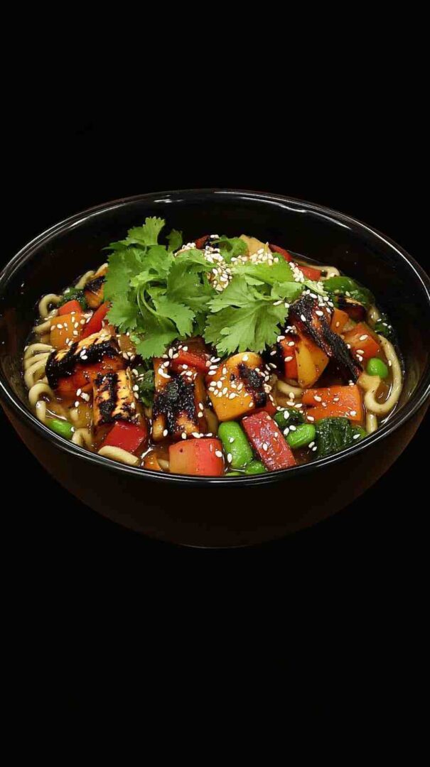 Creamy Sesame Ramen Noodles with Grilled Vegetables Creamy Sesame Ramen Noodles with Grilled Vegetables