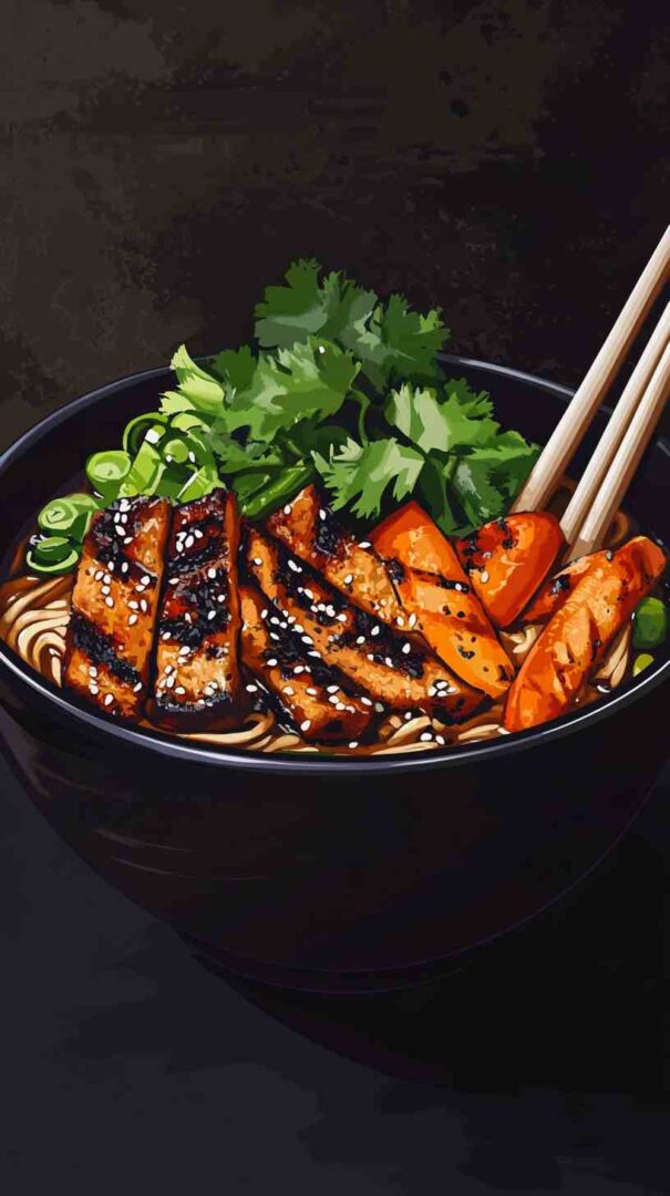 Creamy Sesame Ramen Noodles with Grilled Vegetables Creamy Sesame Ramen Noodles with Grilled Vegetables
