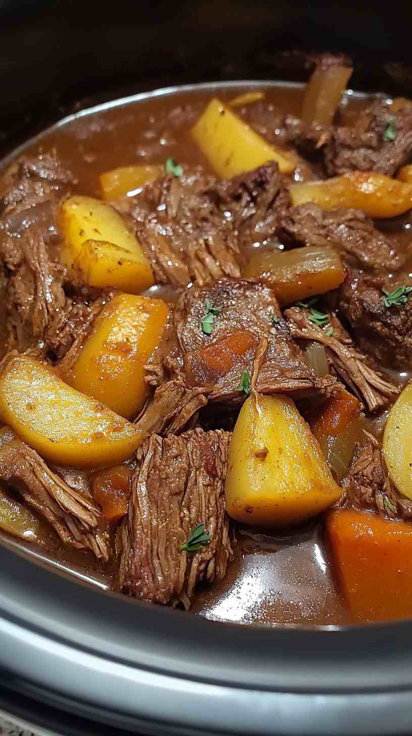 Easy Slow Cooker Beef Casserole with Root Vegetables