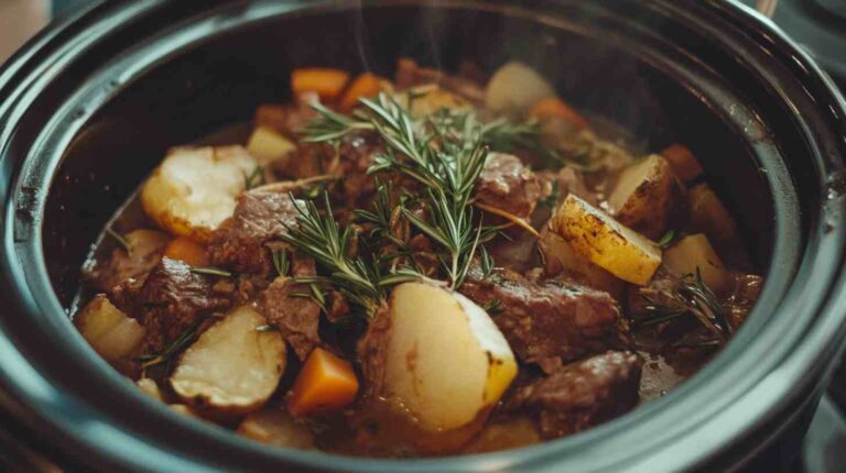 Easy Slow Cooker Beef Casserole with Root Vegetables