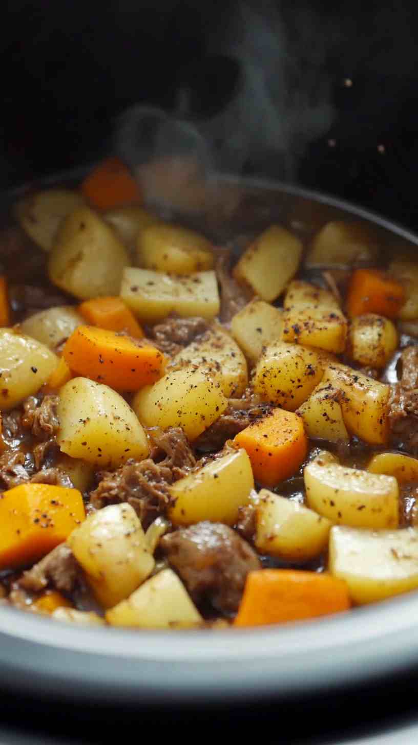 Easy Slow Cooker Beef Casserole with Root Vegetables