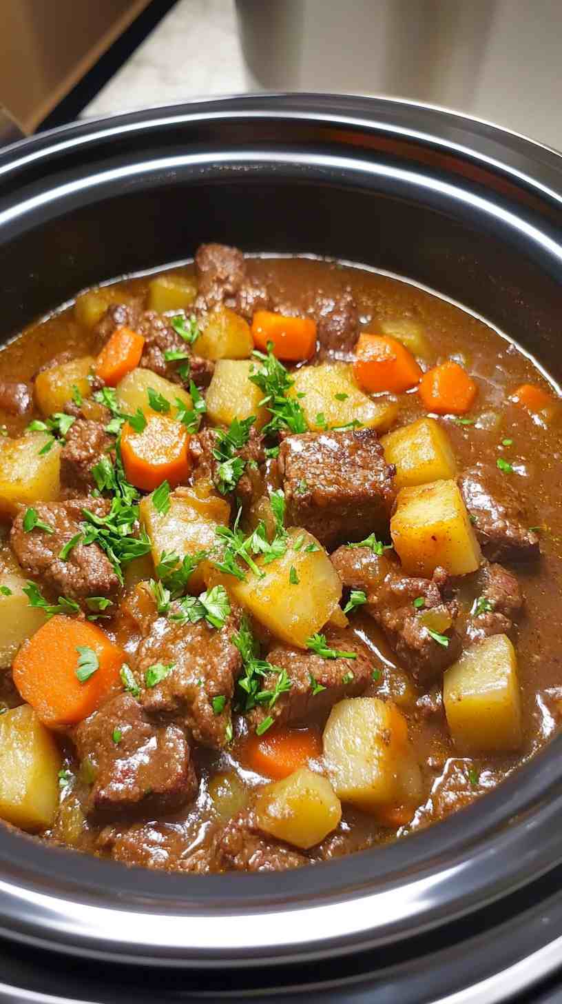 Easy Slow Cooker Beef Casserole with Root Vegetables
