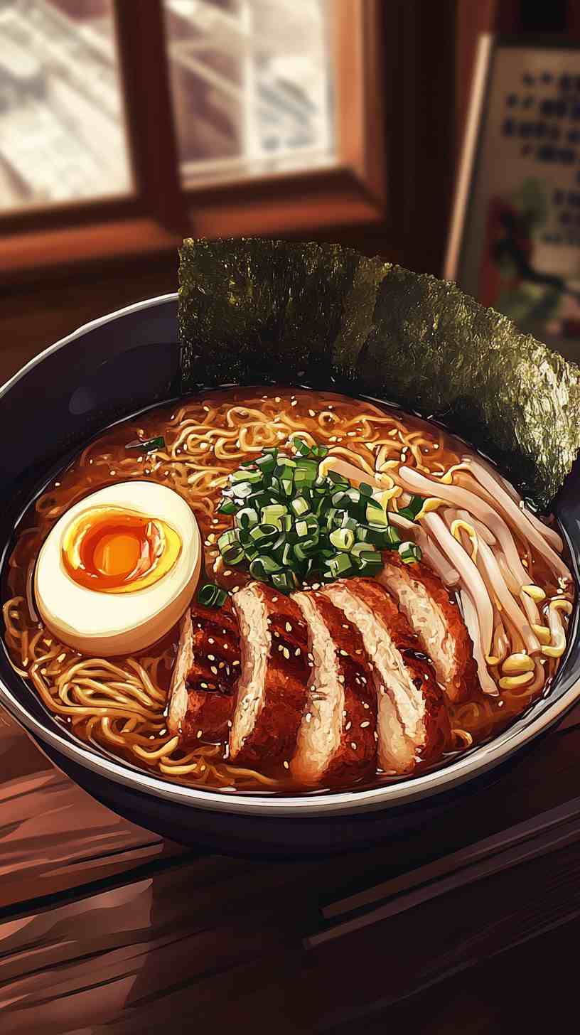 Garlic Soy Sauce Ramen Noodles with Grilled Chicken Garlic Soy Sauce Ramen Noodles with Grilled Chicken