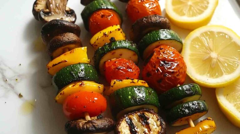 Grilled Veggie Skewers with Lemon Herb Marinade Street Food