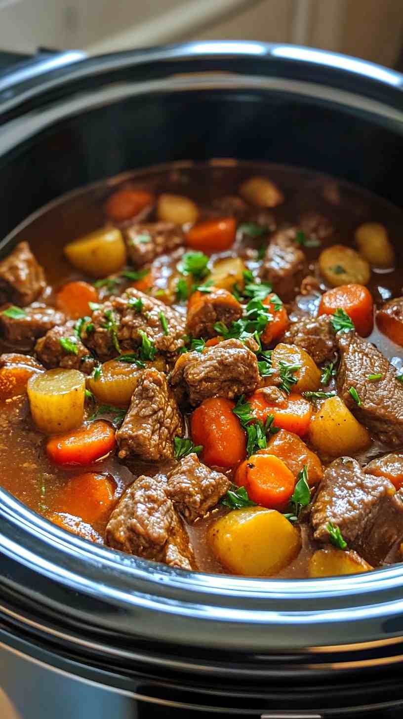 Hearty Slow Cooker Beef Casserole with Vegetables