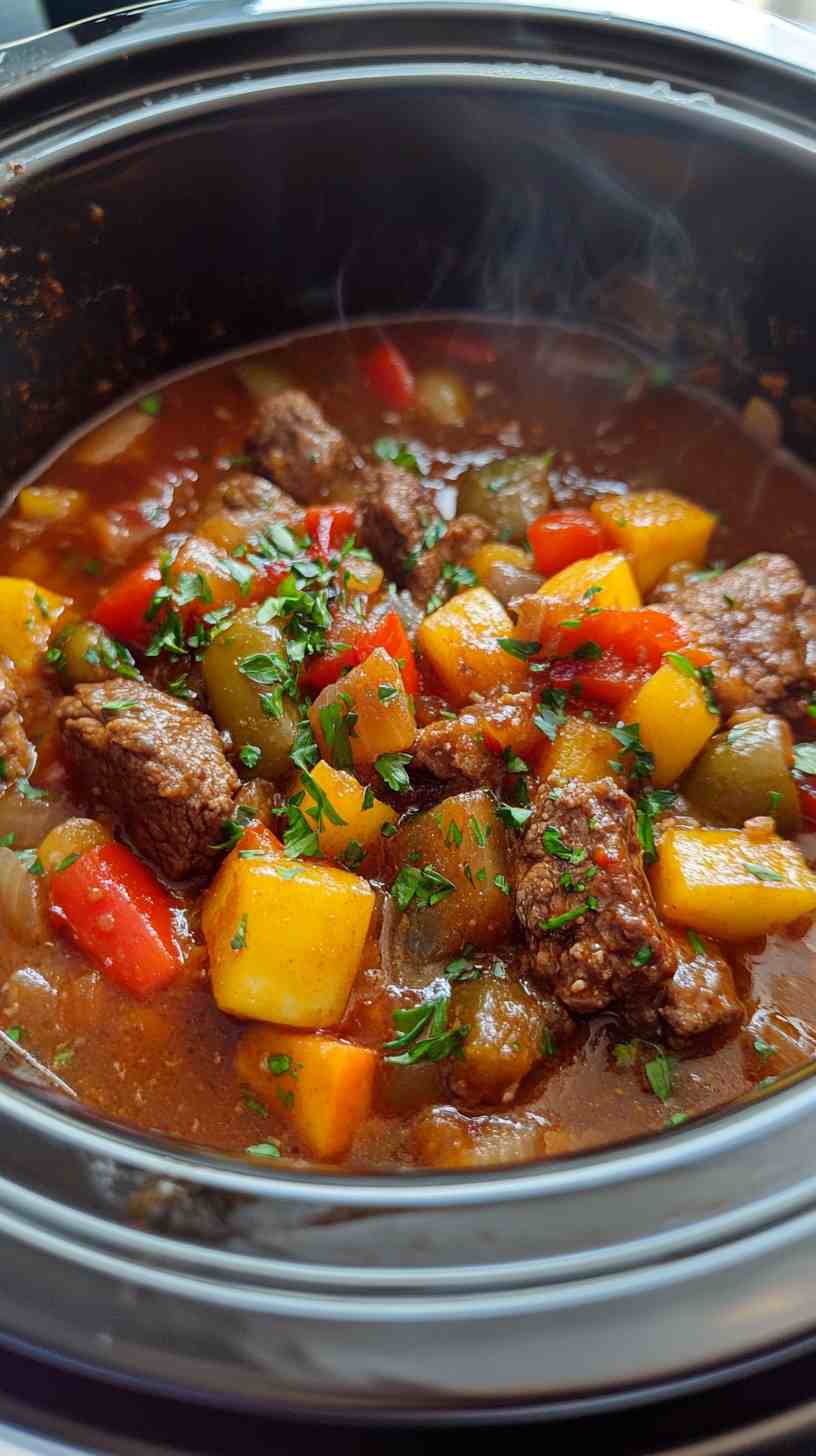 Hearty Slow Cooker Beef Casserole with Vegetables
