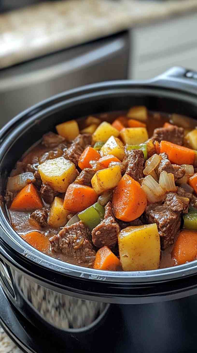 Hearty Slow Cooker Beef Casserole with Vegetables