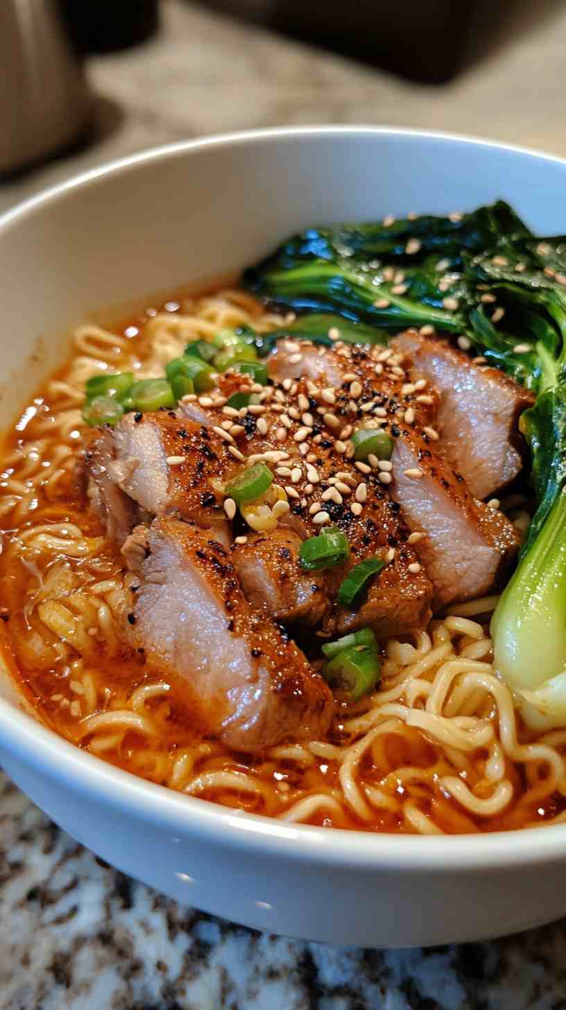 Kimchi Ramen Noodles with Pork and Bok Choy Kimchi Ramen Noodles with Pork and Bok Choy