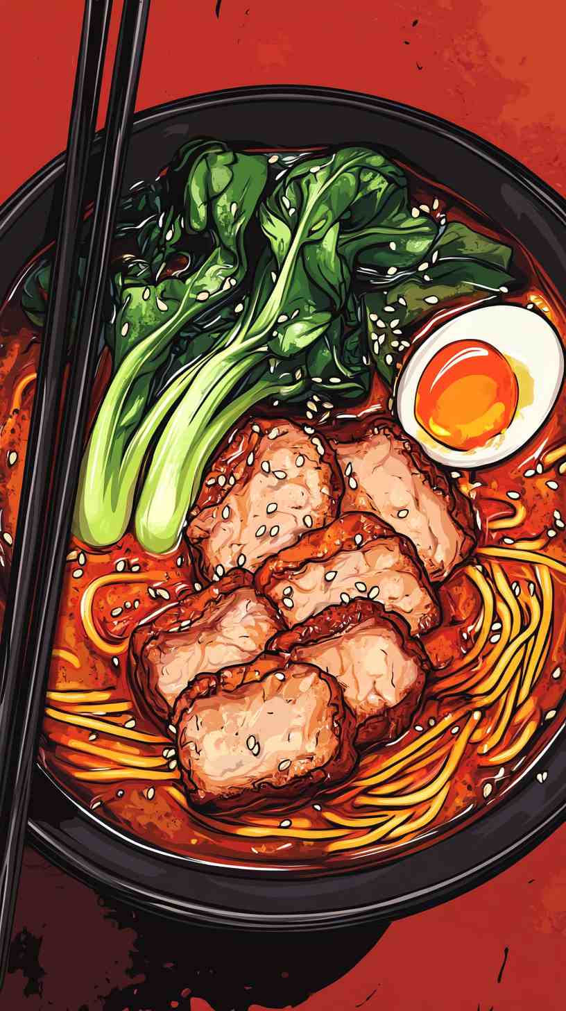 Kimchi Ramen Noodles with Pork and Bok Choy Kimchi Ramen Noodles with Pork and Bok Choy