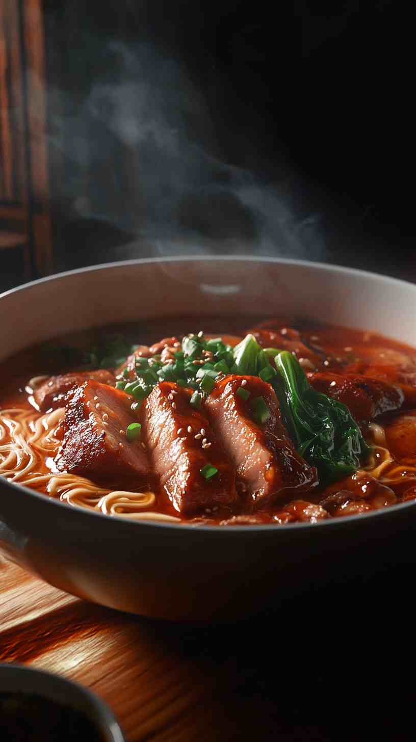 Kimchi Ramen Noodles with Pork and Bok Choy Kimchi Ramen Noodles with Pork and Bok Choy