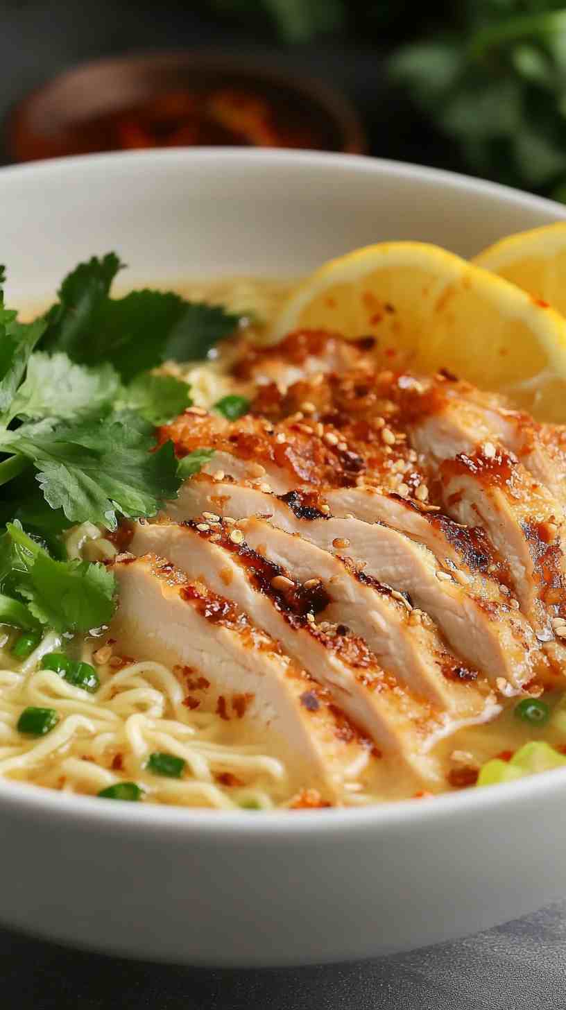 Lemon and Ginger Ramen Noodles with Roasted Chicken Lemon and Ginger Ramen Noodles with Roasted Chicken