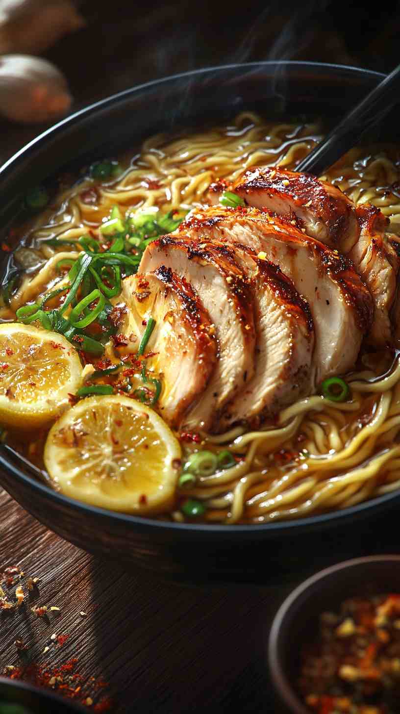 Lemon and Ginger Ramen Noodles with Roasted Chicken Lemon and Ginger Ramen Noodles with Roasted Chicken