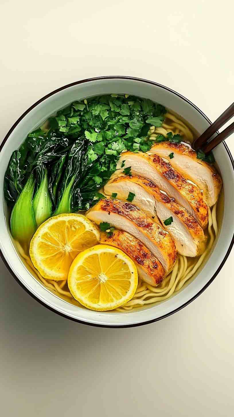 Lemon and Ginger Ramen Noodles with Roasted Chicken Lemon and Ginger Ramen Noodles with Roasted Chicken