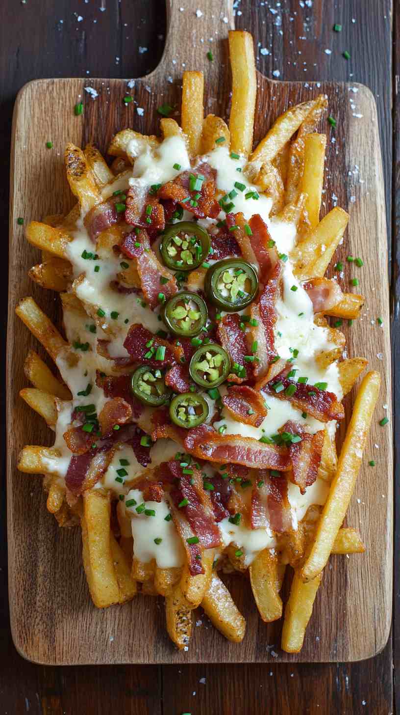 Loaded French Fries with Cheddar and Bacon Street Food Loaded French Fries with Cheddar and Bacon Street Food