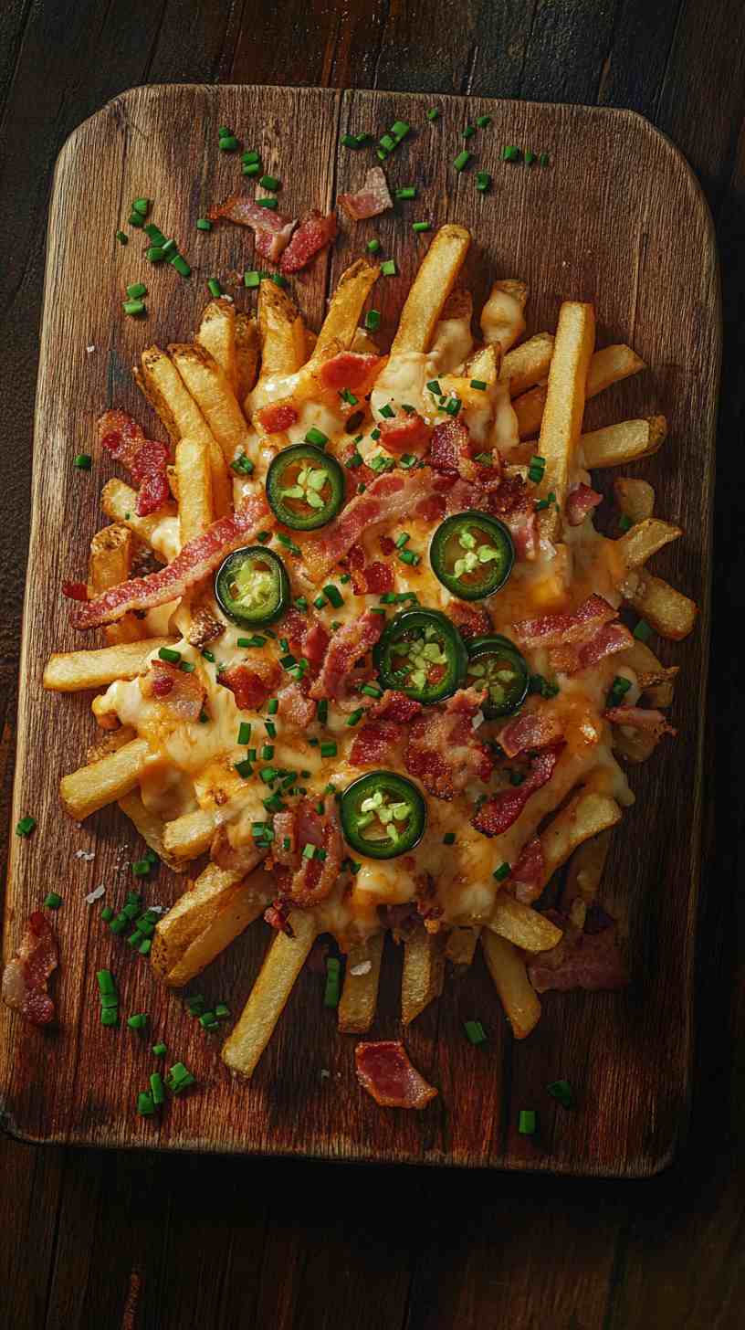Loaded French Fries with Cheddar and Bacon Street Food Loaded French Fries with Cheddar and Bacon Street Food