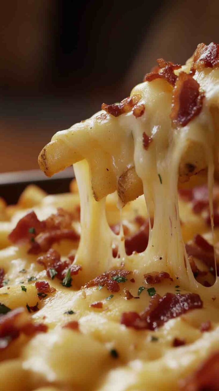 Loaded French Fries with Cheddar and Bacon Street Food Loaded French Fries with Cheddar and Bacon Street Food