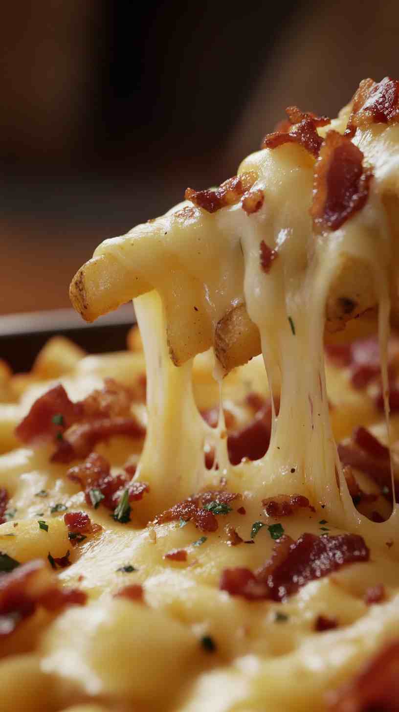Loaded French Fries with Cheddar and Bacon Street Food Loaded French Fries with Cheddar and Bacon Street Food