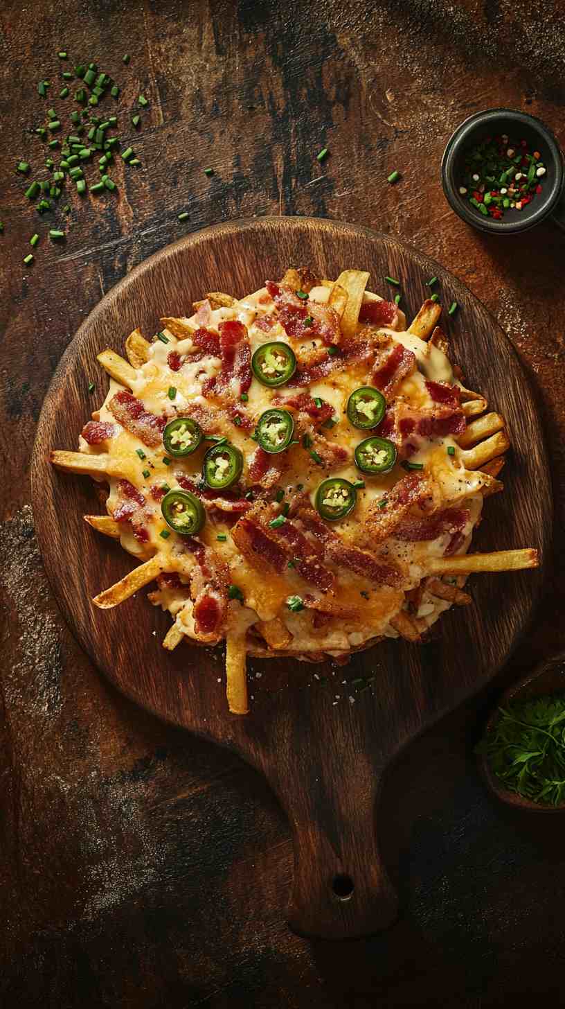Loaded French Fries with Cheddar and Bacon Street Food Loaded French Fries with Cheddar and Bacon Street Food