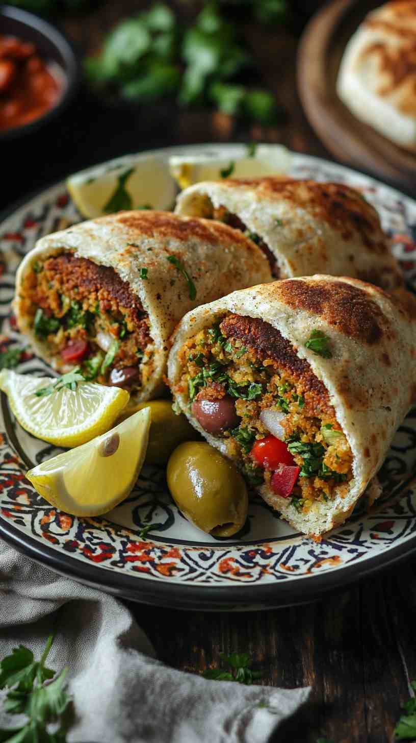 Mouthwatering Falafel Pockets with Hummus Street Food Mouthwatering Falafel Pockets with Hummus Street Food
