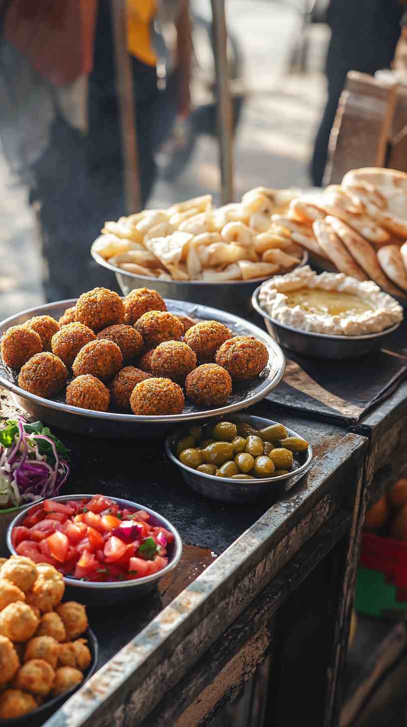 Mouthwatering Falafel Pockets with Hummus Street Food Mouthwatering Falafel Pockets with Hummus Street Food