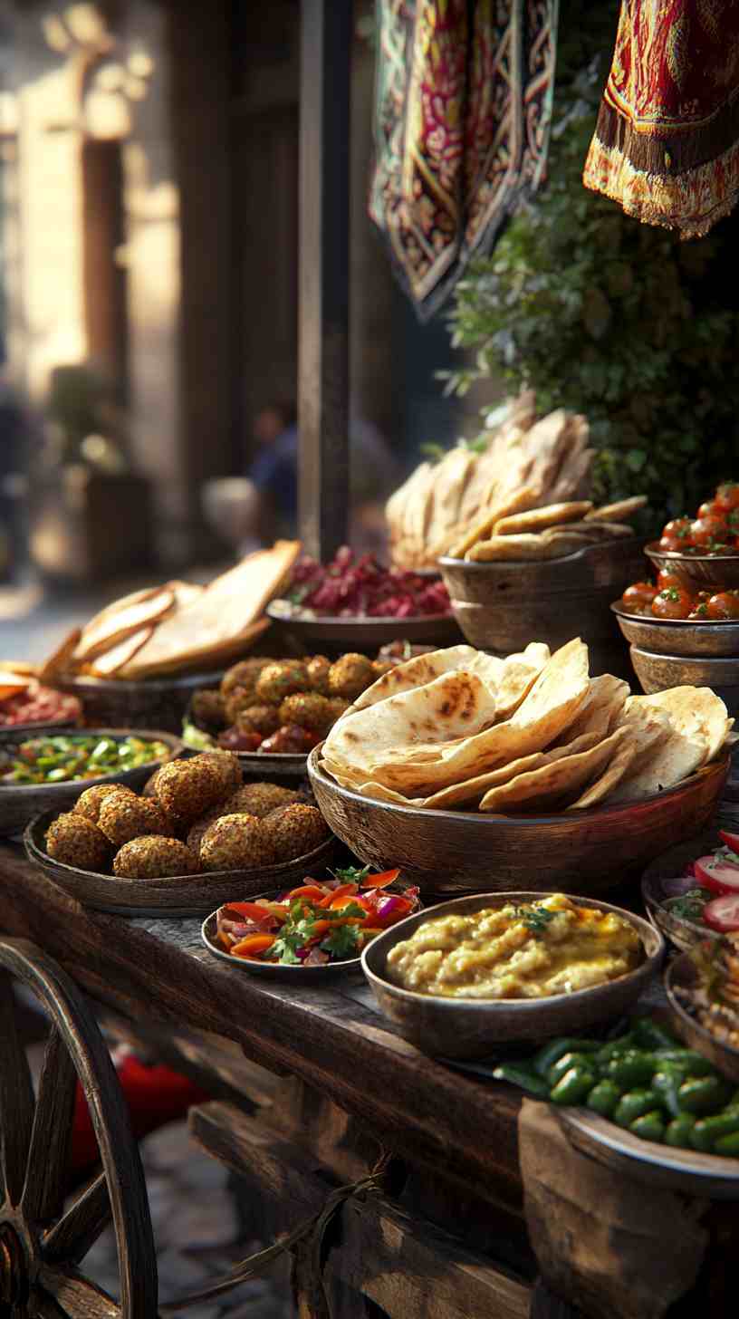 Mouthwatering Falafel Pockets with Hummus Street Food Mouthwatering Falafel Pockets with Hummus Street Food