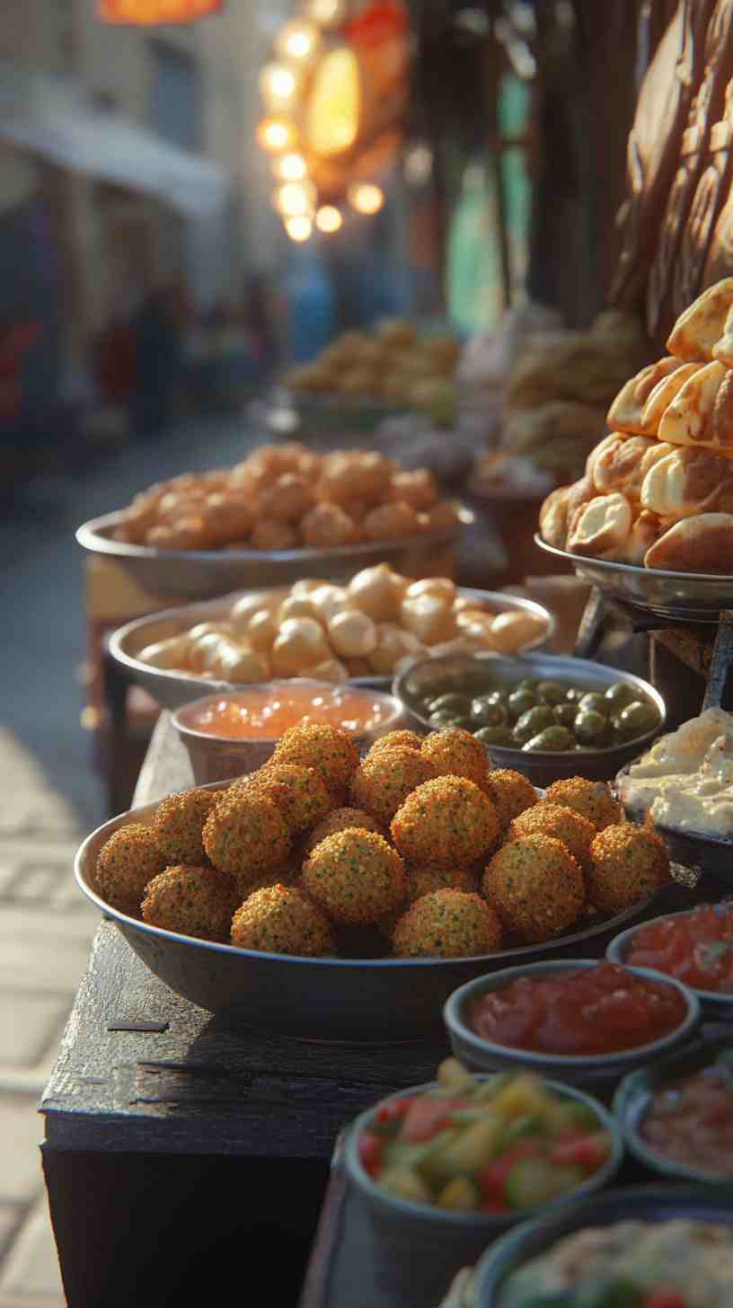 Mouthwatering Falafel Pockets with Hummus Street Food Mouthwatering Falafel Pockets with Hummus Street Food