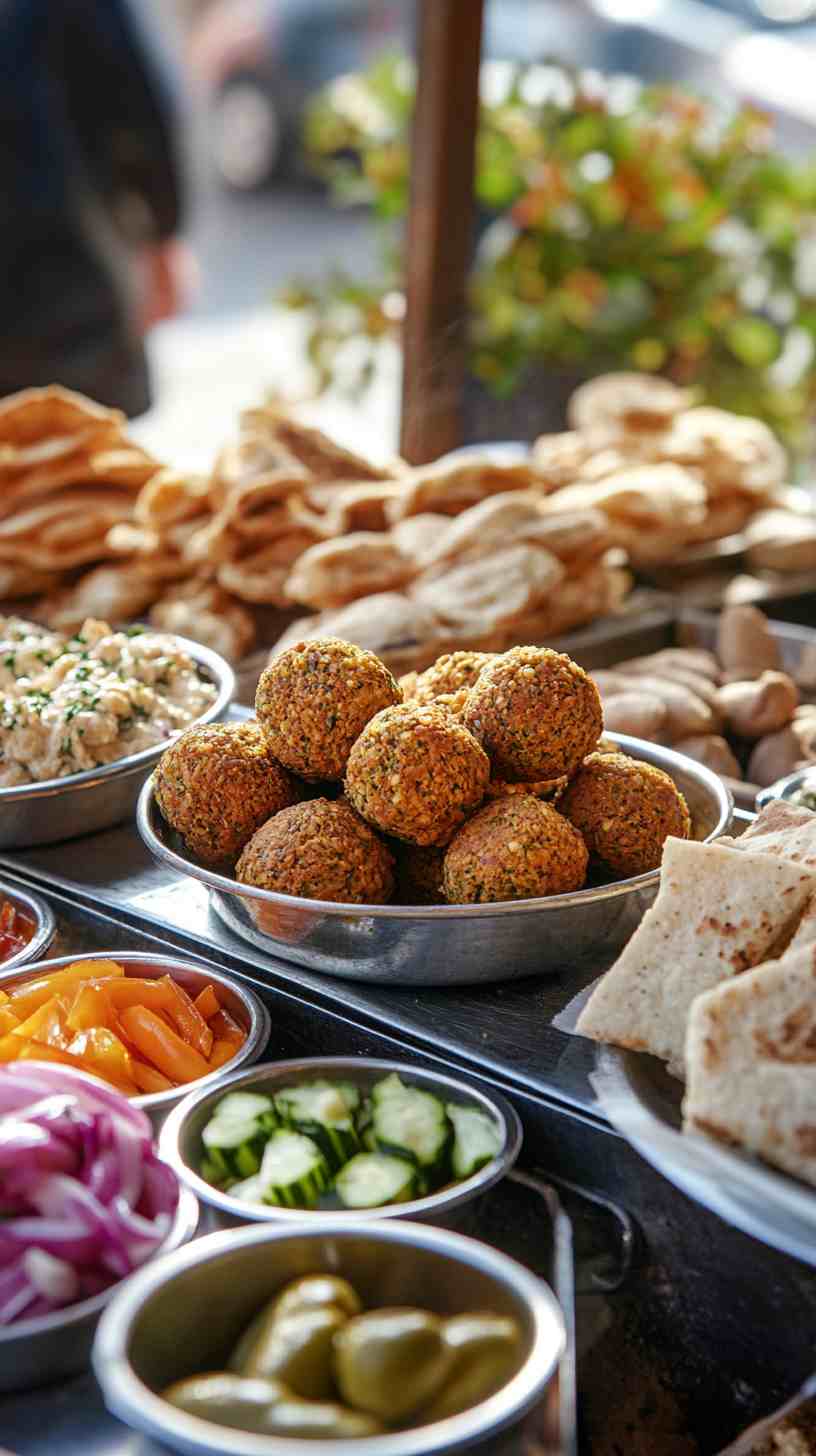 Mouthwatering Falafel Pockets with Hummus Street Food Mouthwatering Falafel Pockets with Hummus Street Food