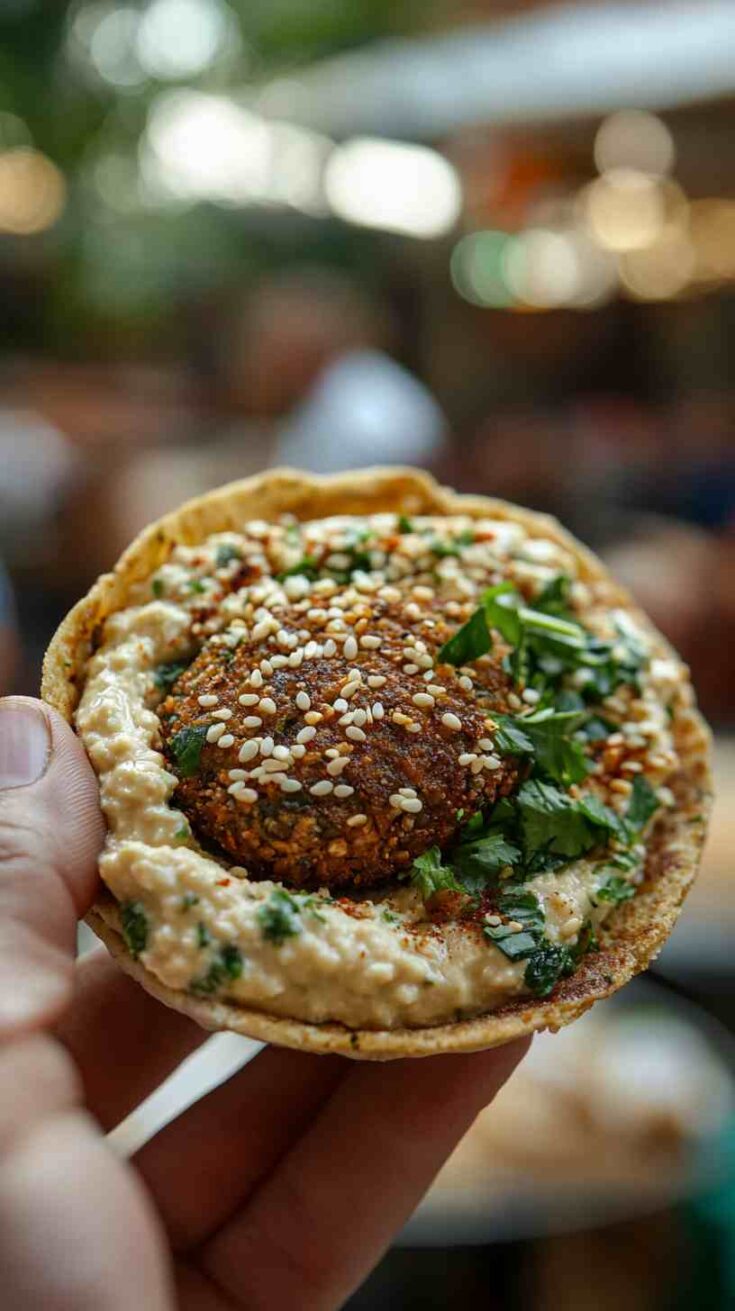Mouthwatering Falafel Pockets with Hummus Street Food Mouthwatering Falafel Pockets with Hummus Street Food
