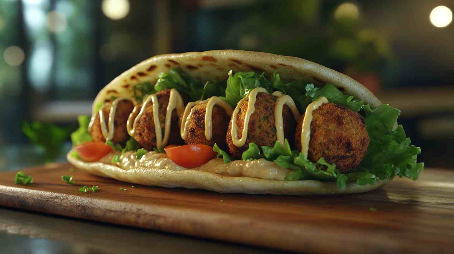 Mouthwatering Falafel Pockets with Hummus Street Food