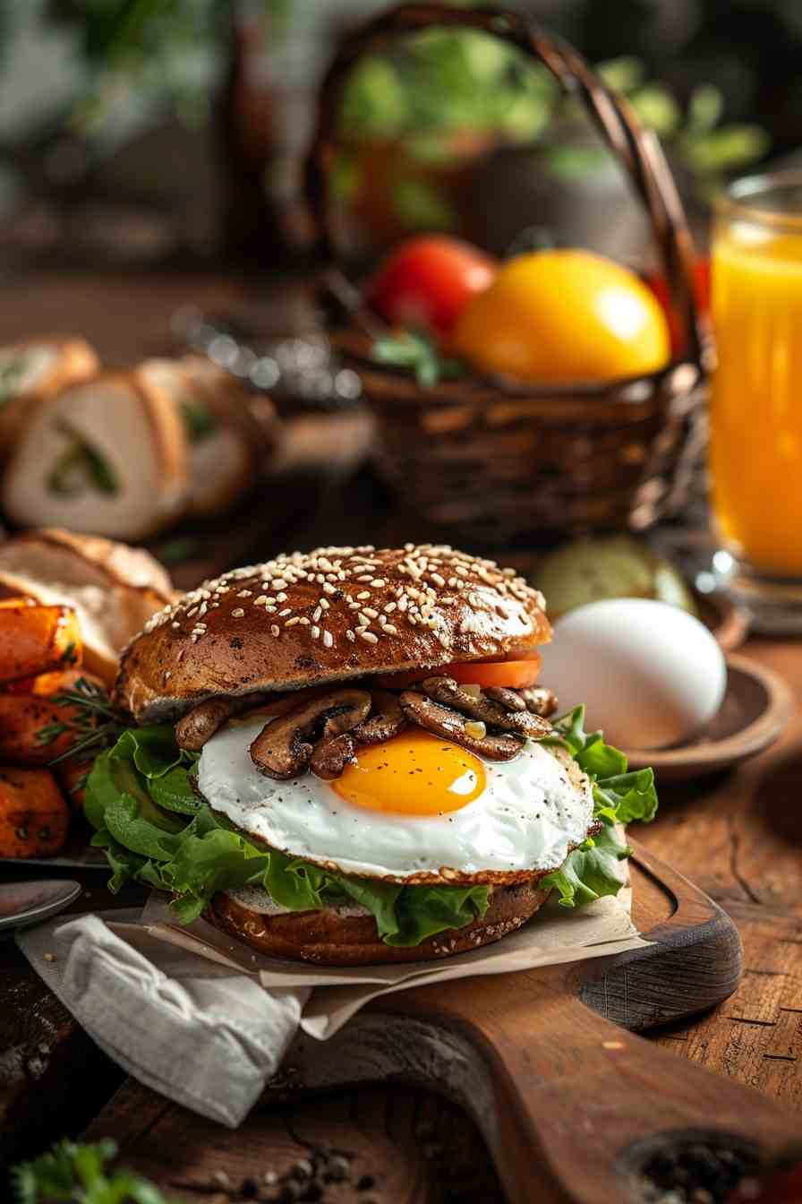 Mushroom Breakfast Bagel Sandwich Mushroom Breakfast Bagel Sandwich