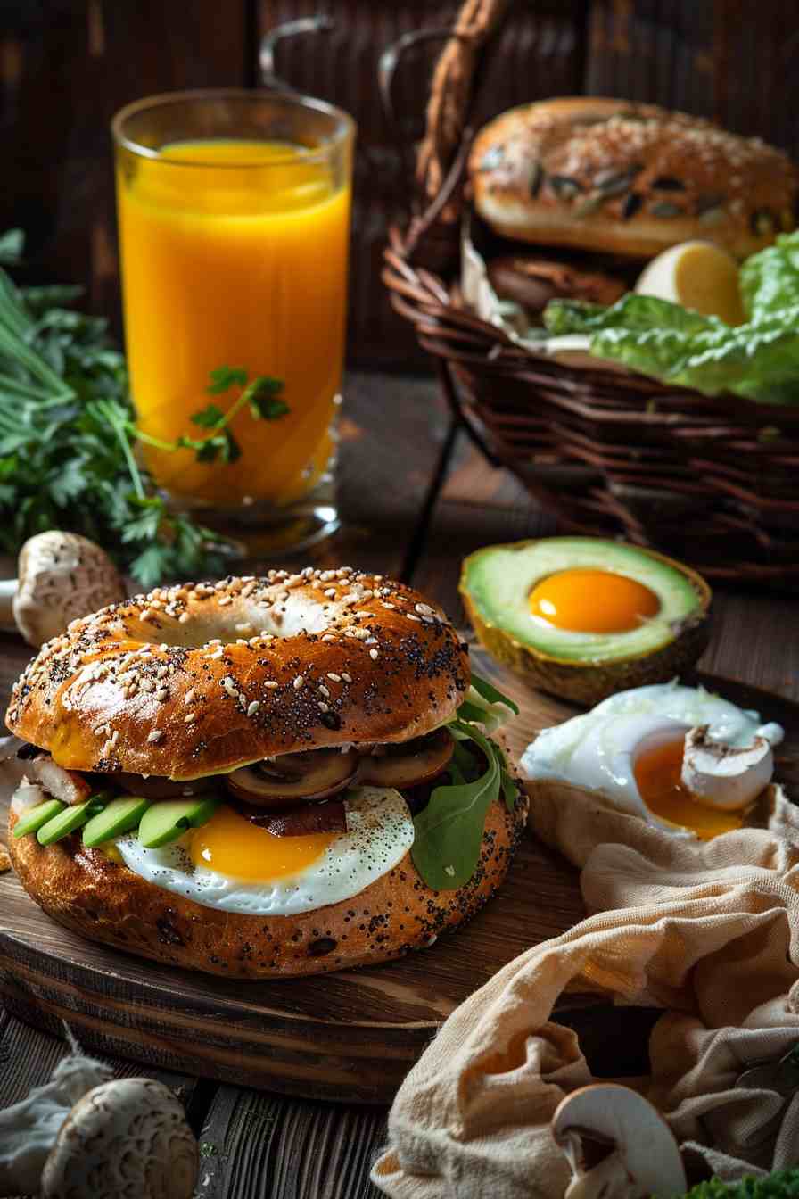 Mushroom Breakfast Bagel Sandwich Mushroom Breakfast Bagel Sandwich