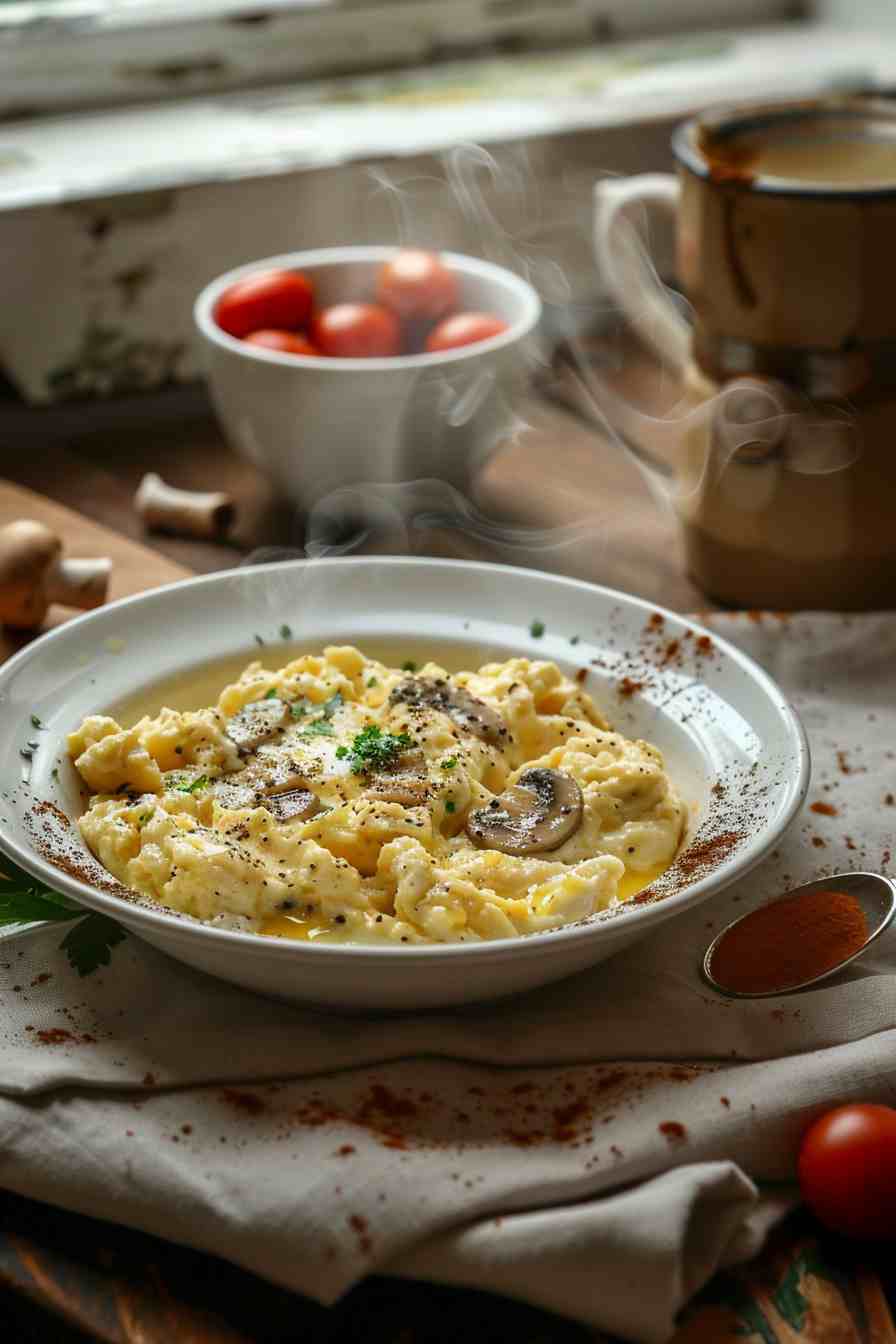 Mushroom and Cheese Scrambled Eggs Mushroom and Cheese Scrambled Eggs