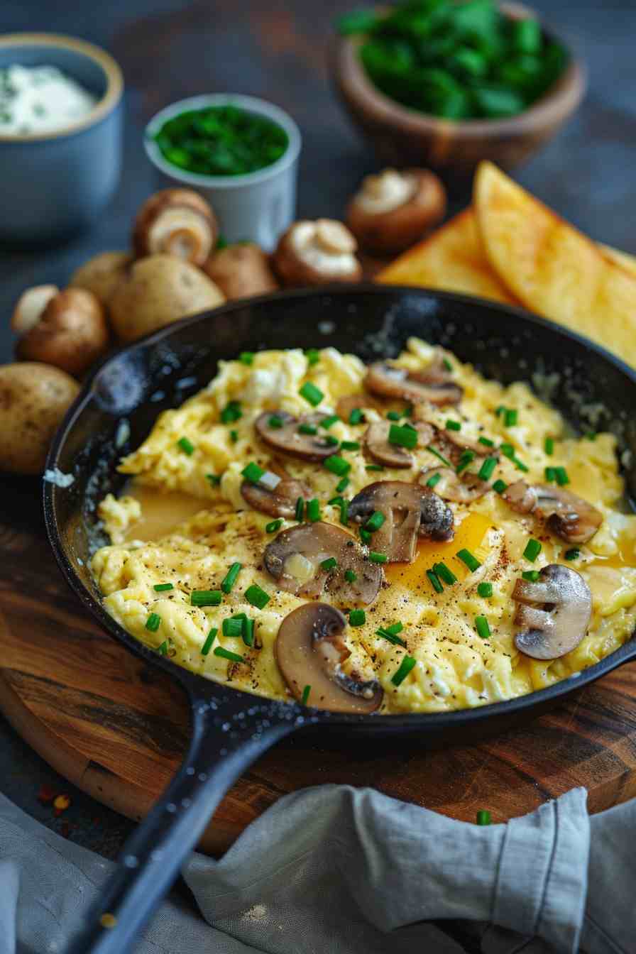 Mushroom and Cheese Scrambled Eggs Mushroom and Cheese Scrambled Eggs