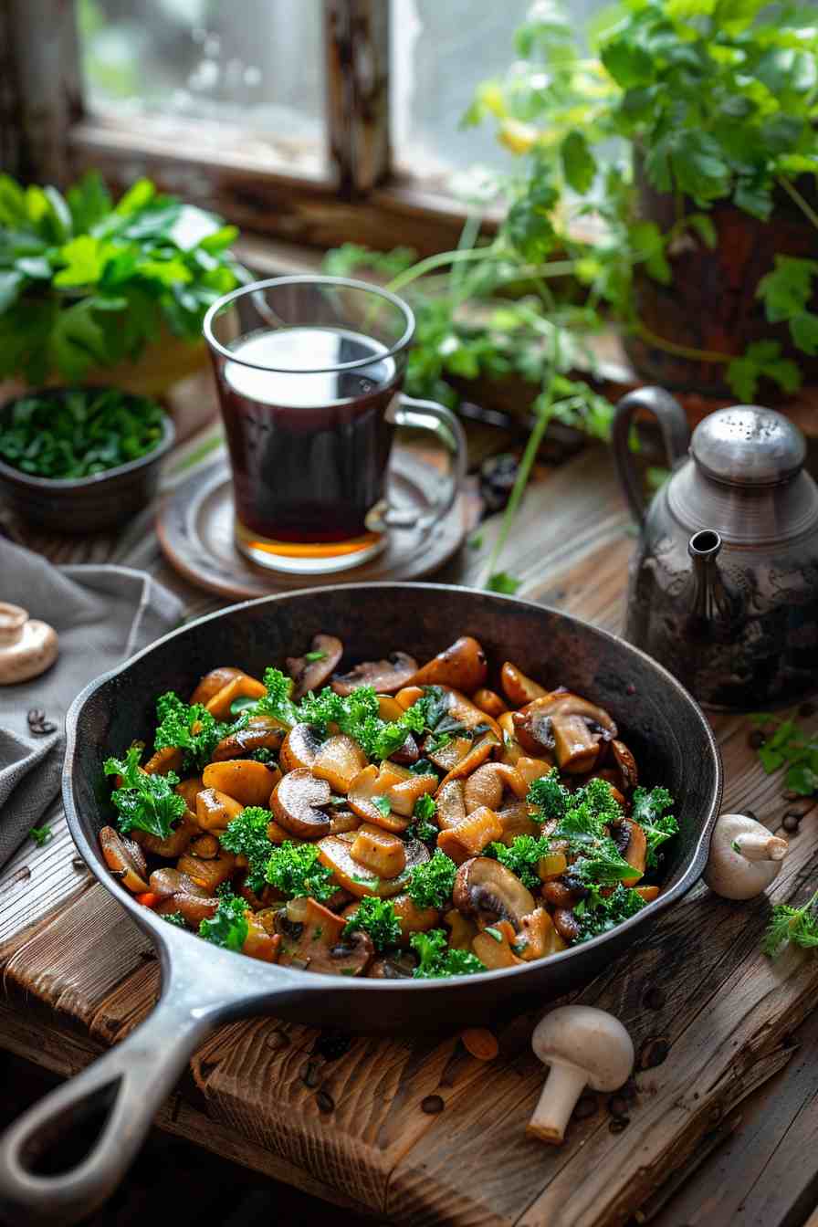 Mushroom and Kale Breakfast Stir-Fry Mushroom and Kale Breakfast Stir-Fry