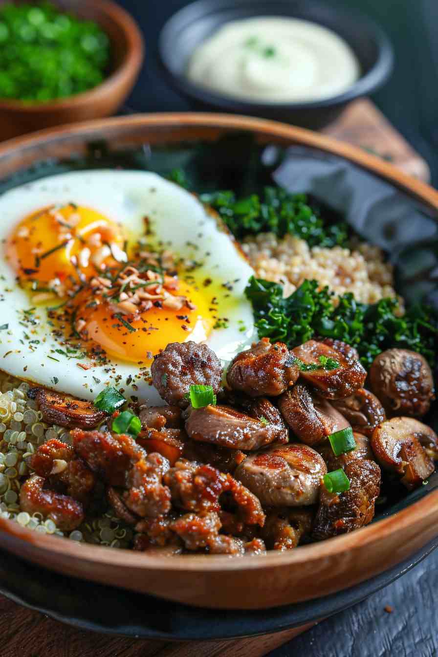 Mushroom and Sausage Breakfast Bowl Mushroom and Sausage Breakfast Bowl