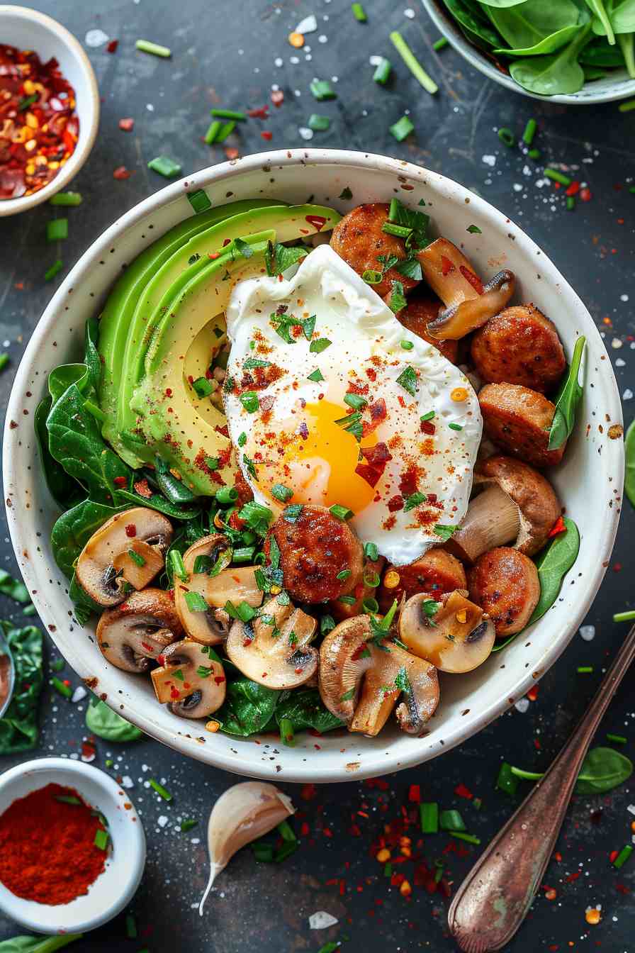 Mushroom and Sausage Breakfast Bowl Mushroom and Sausage Breakfast Bowl