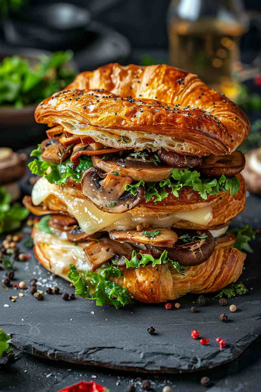 Mushroom and Swiss Croissant Sandwich Mushroom and Swiss Croissant Sandwich