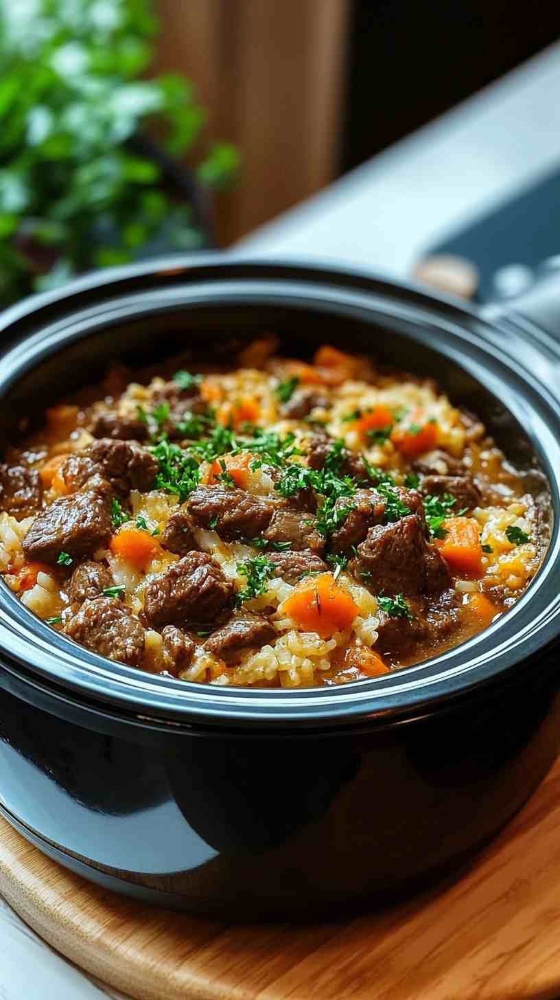 One-Pot Slow Cooker Beef and Carrot Casserole