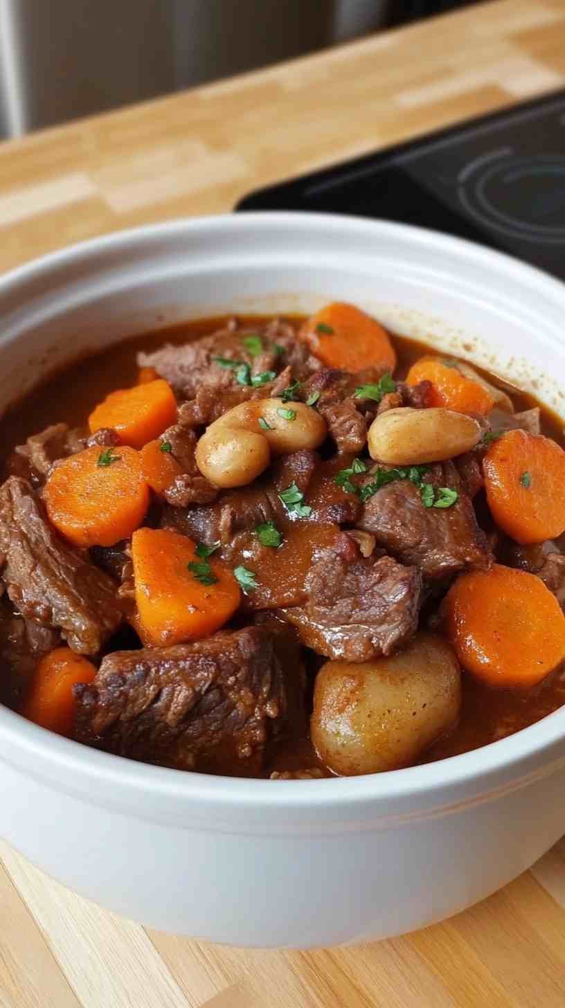 One-Pot Slow Cooker Beef and Carrot Casserole