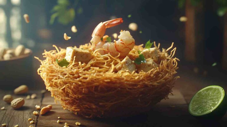 Pad Thai in a Crispy Rice Nest Street Food