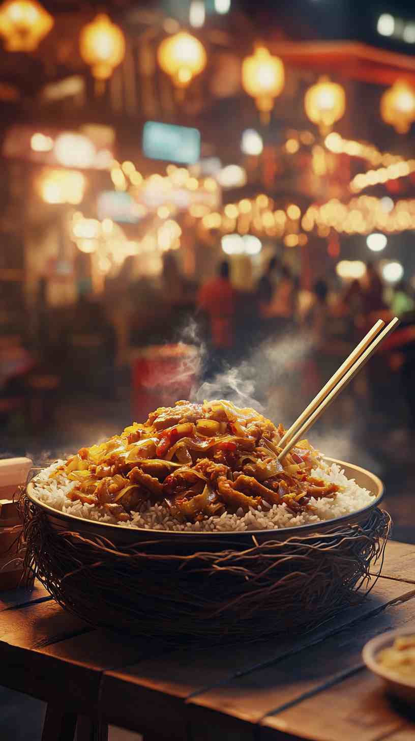 Pad Thai in a Crispy Rice Nest Street Food Pad Thai in a Crispy Rice Nest Street Food