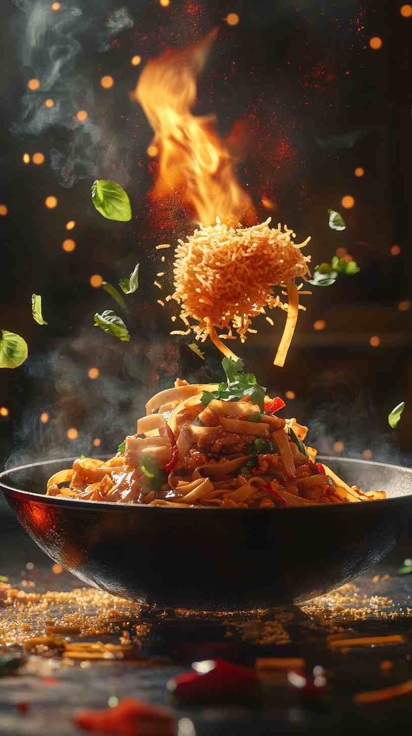 Pad Thai in a Crispy Rice Nest Street Food Pad Thai in a Crispy Rice Nest Street Food